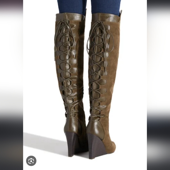 Olive Green Thigh High Boots - Picture 7 of 7